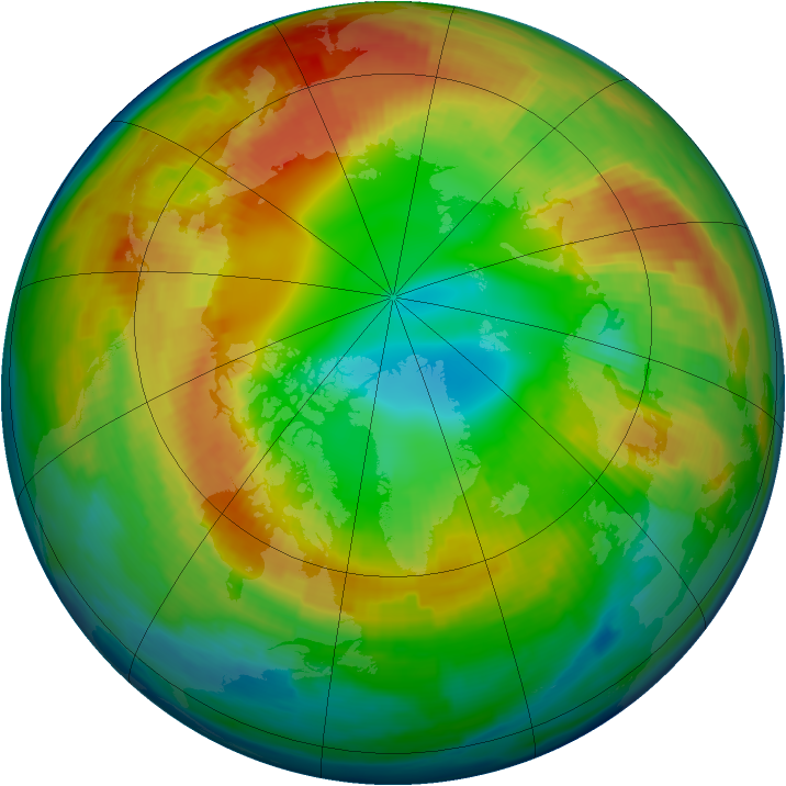 Arctic ozone map for 19 February 1997